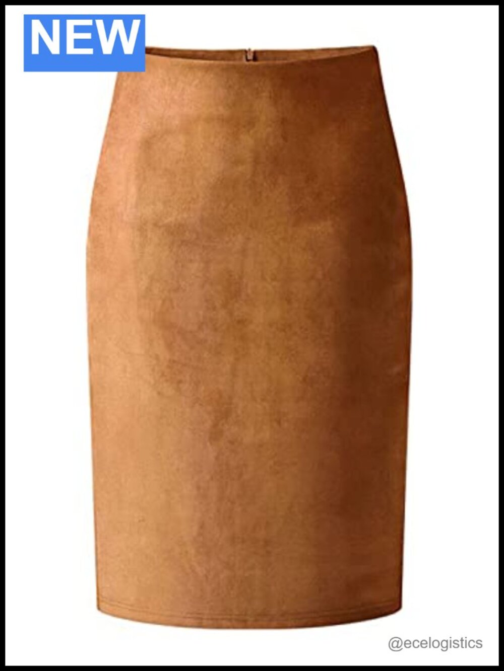 Lightweight Faux Suede High Waisted Pencil Skirt with Back Slit